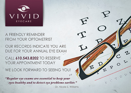 Vivid Eyecare Appointment Postcards by BC Design